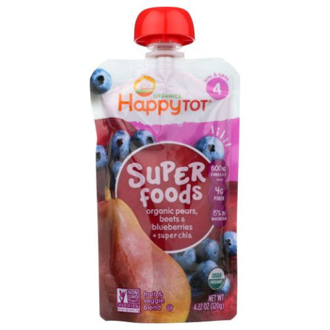 Happy Baby Food, Organic Superfoods Blueberry Pear And Beet, 4.22 Oz(Case Of 16)