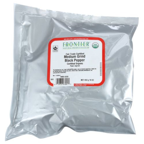 Frontier Coop, Organic Black Pepper Medium Grind, 16 Oz