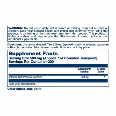 Solaray, Activated Coconut Charcoal, Unflavored 150 Grams Solaray