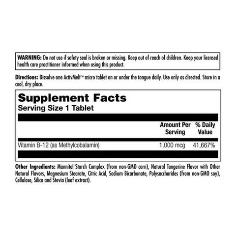 Kal, B12 Methylcobalamin ActivMelt Vegetarian, Tangerine 90 Count Kal