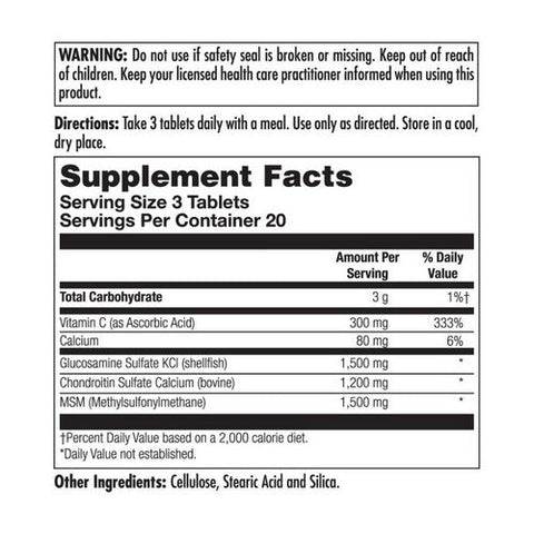 Kal, Glucosamine Chondroitin MSM, 60 Tabs Kal