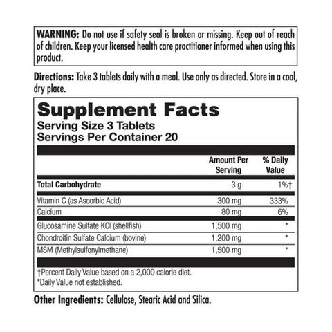 Kal, Glucosamine Chondroitin MSM, 60 Tabs