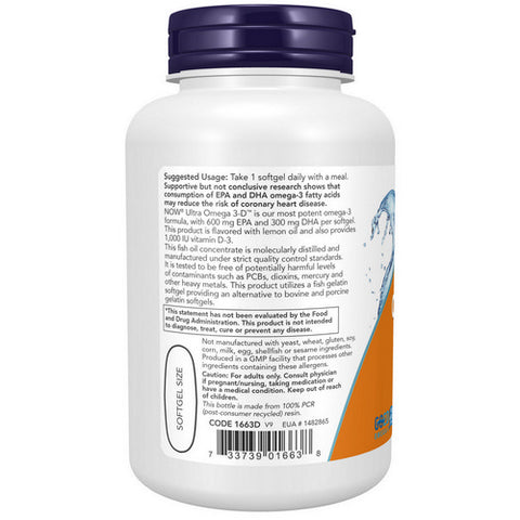 Now Foods, Ultra Omega 3-D, 90 Softgels