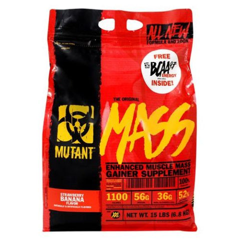 Mutant, Muscle Mass Gainer, Banana Strawberry 15 lbs