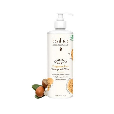 Babo Botanicals, Sensitive Baby Shampoo & Wash, Fragrance Free, 16 Oz