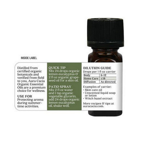 Aura Cacia, Organic Essential Oil, Lemon Eucalyptus 0.25 Oz