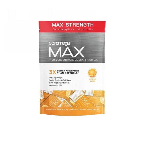 Coromega, Max High Concentrate Omega-3, Citrus Burst 30 Count