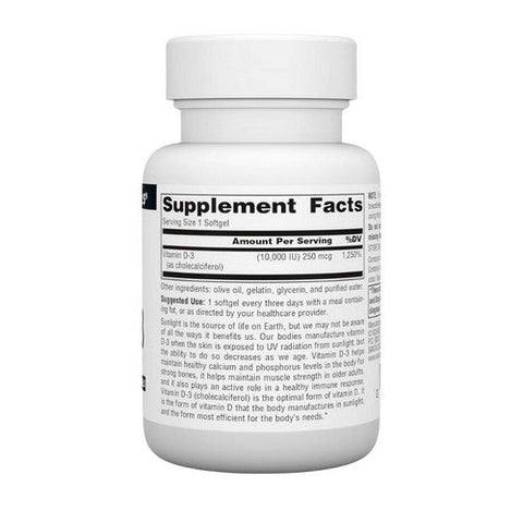 Source Naturals, Vitamin D-3, 10000 IU, 120 Softgels Source Naturals