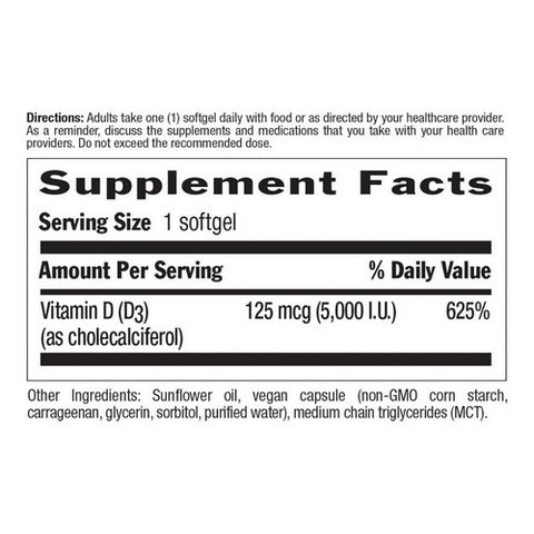 Country Life, Vegan D3 5000 Iu, 5000 Iu, 60 Veg Softgels