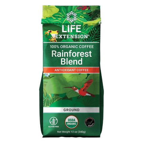 Life Extension, Rainforest Blend Ground Coffee, Natural 12 Oz
