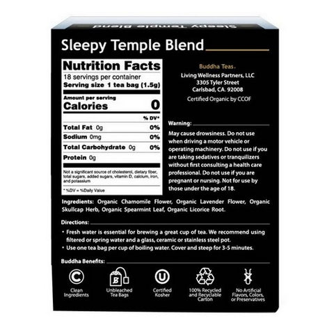 Buddha Teas, Organic Sleepy Temple Blend Tea, 18 Bags