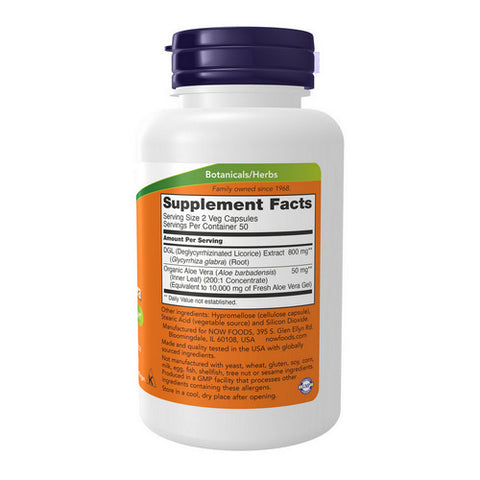 Now Foods, DGL With Aloe Vera, 100 Veg Caps