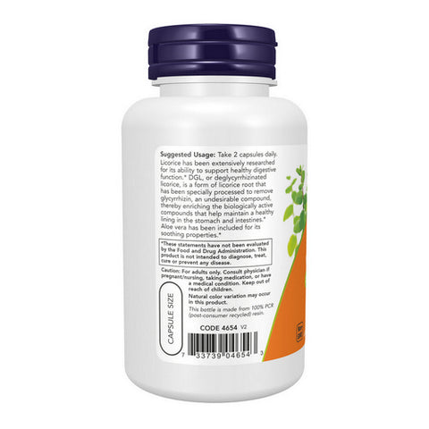Now Foods, DGL With Aloe Vera, 100 Veg Caps