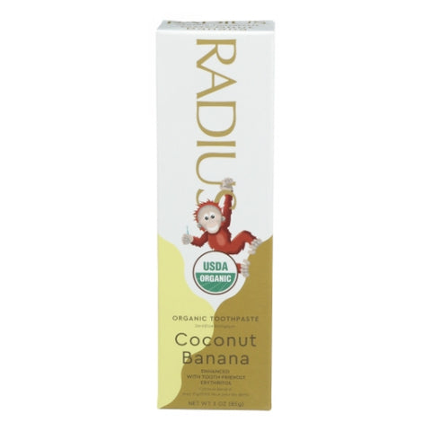 Radius, Kids Organic Toothpaste Fluoride Free Coconut Banana, Coconut Banana 3 Oz