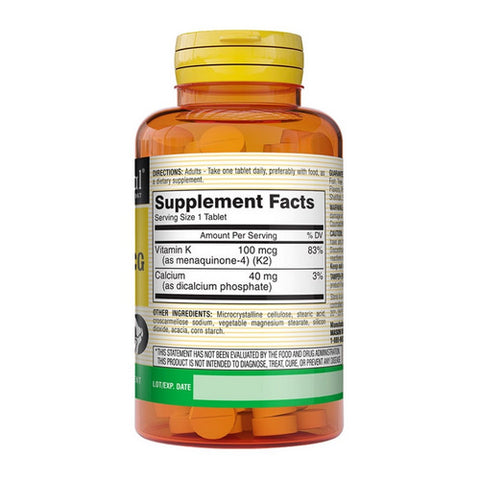 Mason Natural, Vitamin K2 With Calcium Supports Bone Health, 100 mcg, 100 Tabs