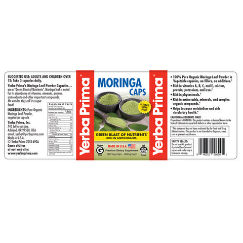 Yerba Prima, Moringa Caps, 180 Count