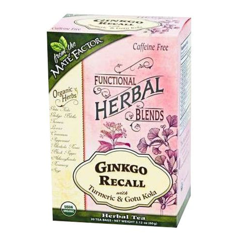The Mate Factor, Organic Ginkgo Recall With Turmeric And Gotu Kola Herbal Tea, 20 Bags