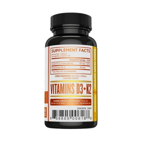 Zhou Nutrition, K2 + D3, 60 Veg Caps
