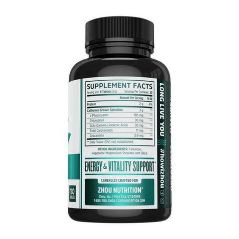 Zhou Nutrition, Spirulina, 180 Tabs