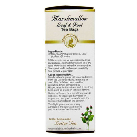 Celebration Herbals, Organic Marshmallow Leaf And Root Tea Caffeine Free, 24 Bags