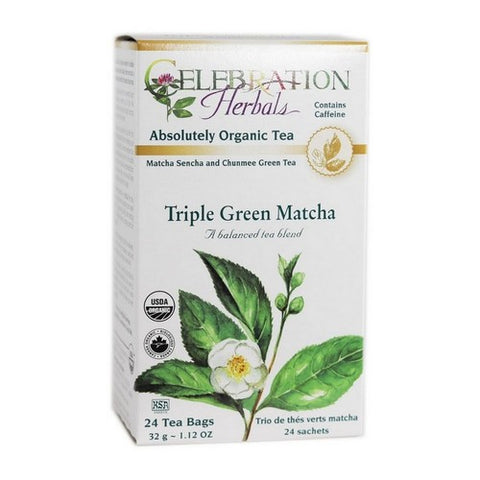 Celebration Herbals, Organic Triple Green Matcha Tea, 24 Bags