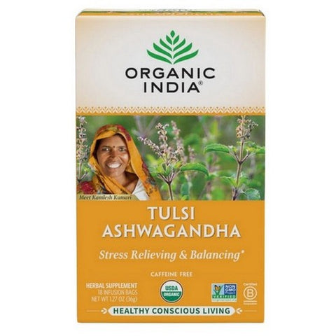 Organic India, Organic Tulsi Ashwagandha Tea, 18 Count Organic India