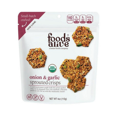 Foods Alive, Organic Sprouted Crisps Onions And Garlic, 4 Oz