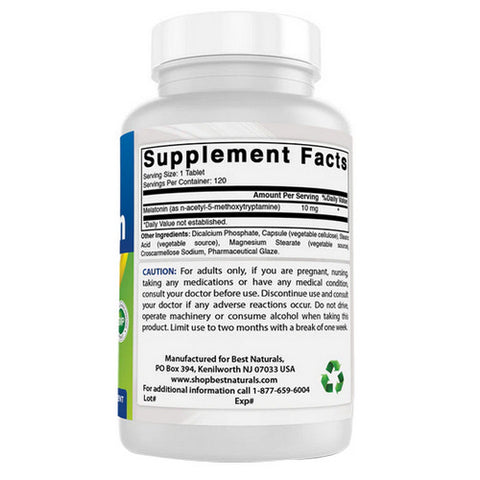 Best Naturals, Melatonin, 10 mg, 120 Tabs