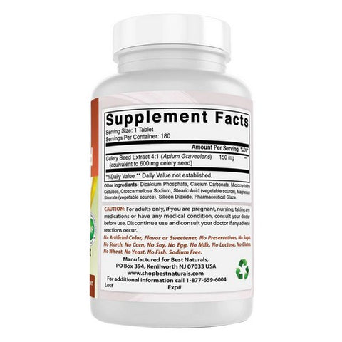 Best Naturals, Celery Seed, 600 mg, 180 Tabs