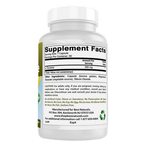 Best Naturals, L-Tyrosine, 500 mg, 90 Caps