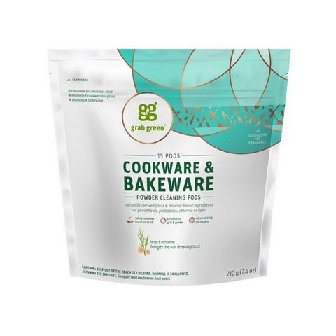 Grab Green, Cookware And Bakeware Cleaner Pods Tangerine With Lemongrass, 15 Loads