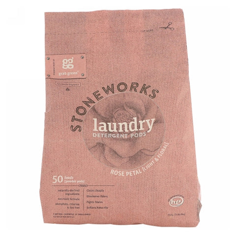 Grab Green, Stoneworks Laundry Detergent Pods, Rose Petal 50 Loads
