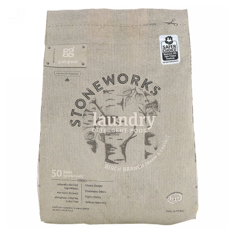 Grab Green, Stoneworks Laundry Detergent Pods, Birch Branch 50 Loads