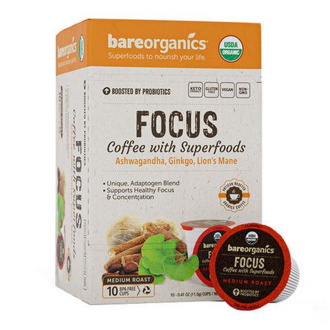Bare Organics, Focus Coffee K-Cups, 10 Count
