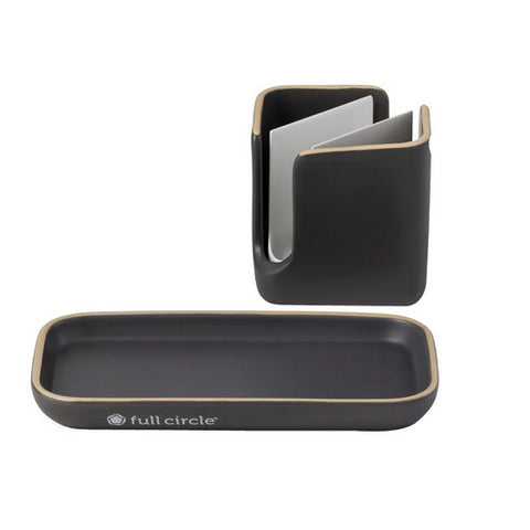 Full Circle Home, Ceramic Sink Caddy, 1 Count, Gray and White