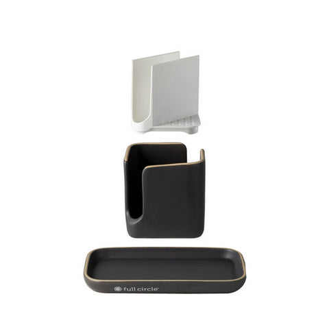 Full Circle Home, Ceramic Sink Caddy, 1 Count, Gray and White