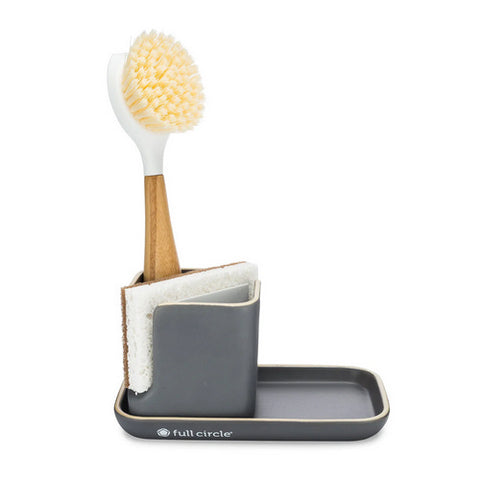 Full Circle Home, Ceramic Sink Caddy, 1 Count, Gray and White