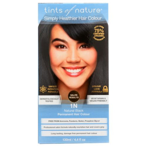 Tints of Nature, Permanent Hair Colour 1N Natural Black, 1N Natural Black 4.4 Oz