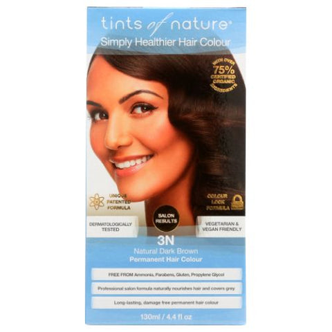 Tints of Nature, Permanent Hair Colour 3N Natural Dark Brown, 3N Natural Dark Brown 4.4 Oz