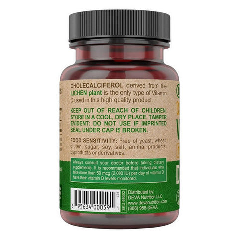 Deva Nutrition, Vegan Vitamin D3, 1000 IU, 90 Veg Tabs Deva Nutrition