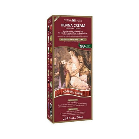 Surya Brasil, Henna Cream Semi Permanent Hair Color Copper, 2.37 Oz