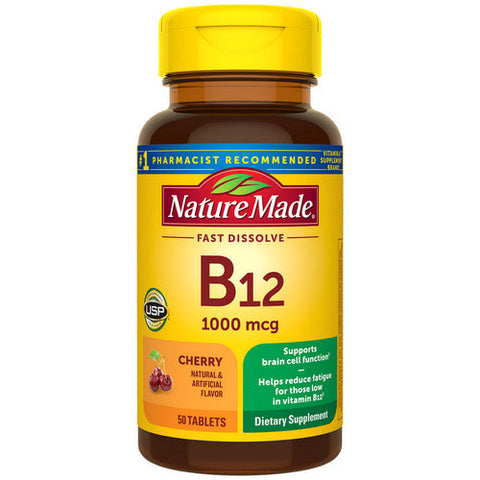 Nature Made, Fast Dissolve B-12 Sublingual Cherry, 1000 Mcg, 50 Tabs Nature Made