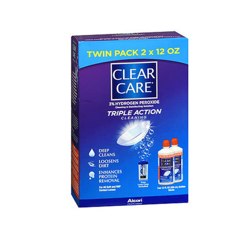 Clear Care, Triple Action Cleaning & Disinfecting Solution, 24 Oz