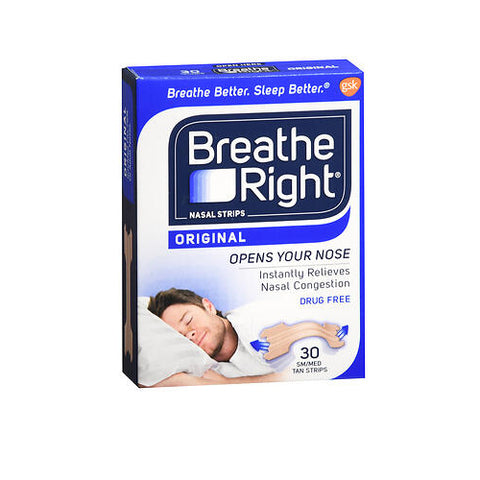 Breathe Right, Nasal Strips Original Tan Small - Medium, 30 Each