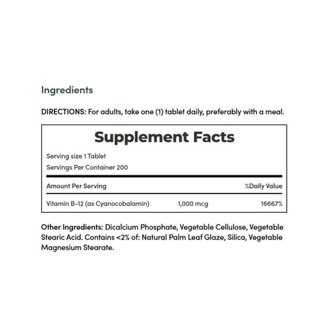 Nature's Bounty, Vitamin B-12, 1000 Mcg, 200 Tabs Nature's Bounty