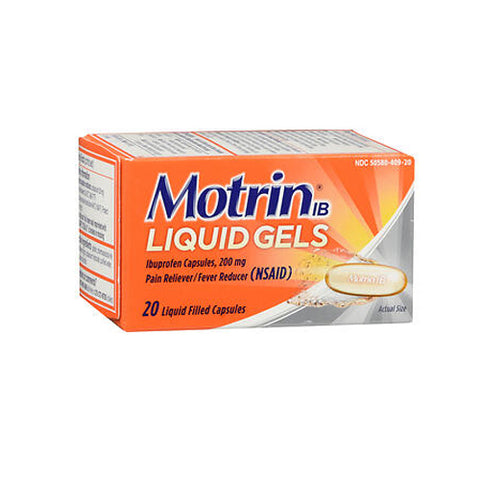 Motrin, Ibuprofen Pain Reliever Liquid Gels, 20 Count