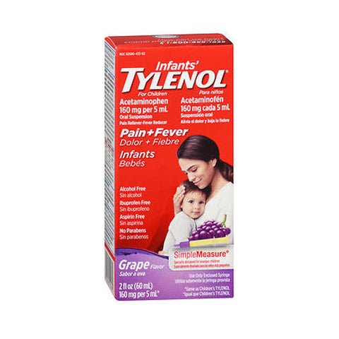 Tylenol, Infants' Pain + Fever Oral Suspension Grape Flavor, 2 Oz