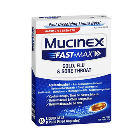 Mucinex, Fast-Max Cold - Flu & Sore Throat Liquid Gels, 24 Caps