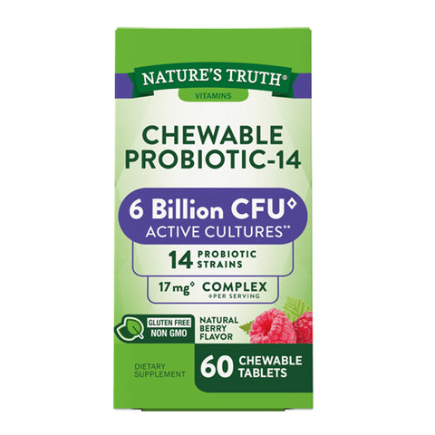 Nature's Truth, Chewable Probiotic-14 Tablets Natural Berry Flavor, 60 Tabs