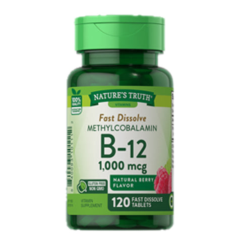 Nature's Truth, B-12 Fast Dissolve Tabs Natural Berry Flavor, 1000 mcg, 120 Tabs